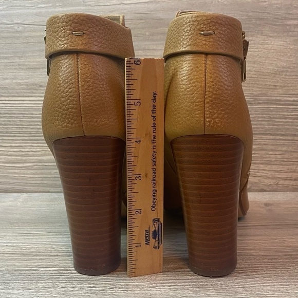 Splendid ankle brown leather open toe booties. Outside zipper stacked heel sz 10 - Picture 5 of 12